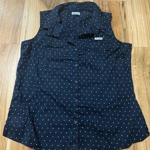 Columbia Dark Blue Sleeveless Polka Dot Shirt